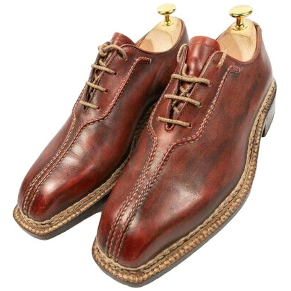 Bettanin & Venturi Italy Mens 7 Brown Norvegese Double Split Oxfords Dress Shoes - Picture 8 of 10